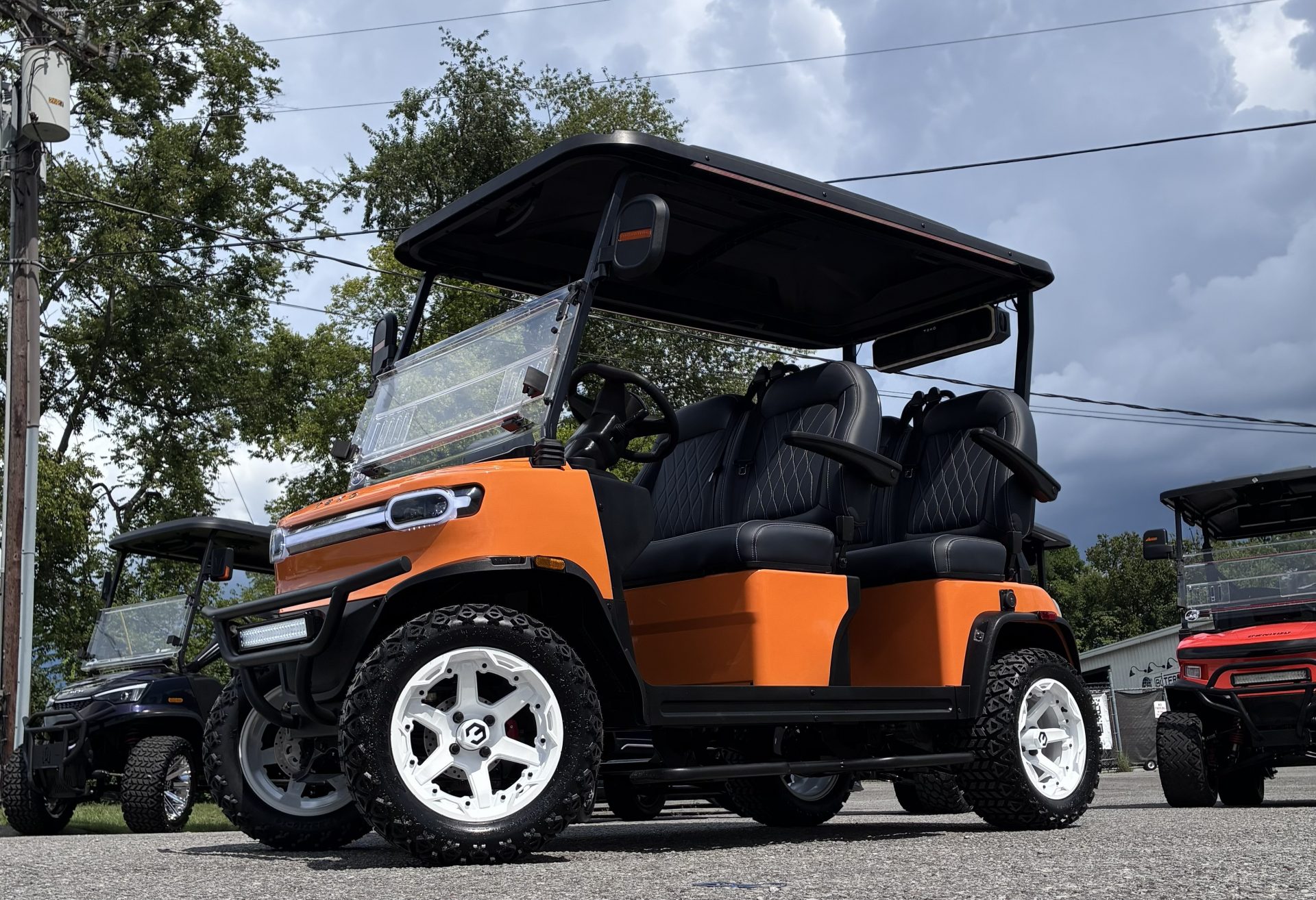 *Custom Orange* TEKO Trophy 4 forward Seating  *LITHIUM* Powered Golf Cart! 0% Financing Available – Gallatin