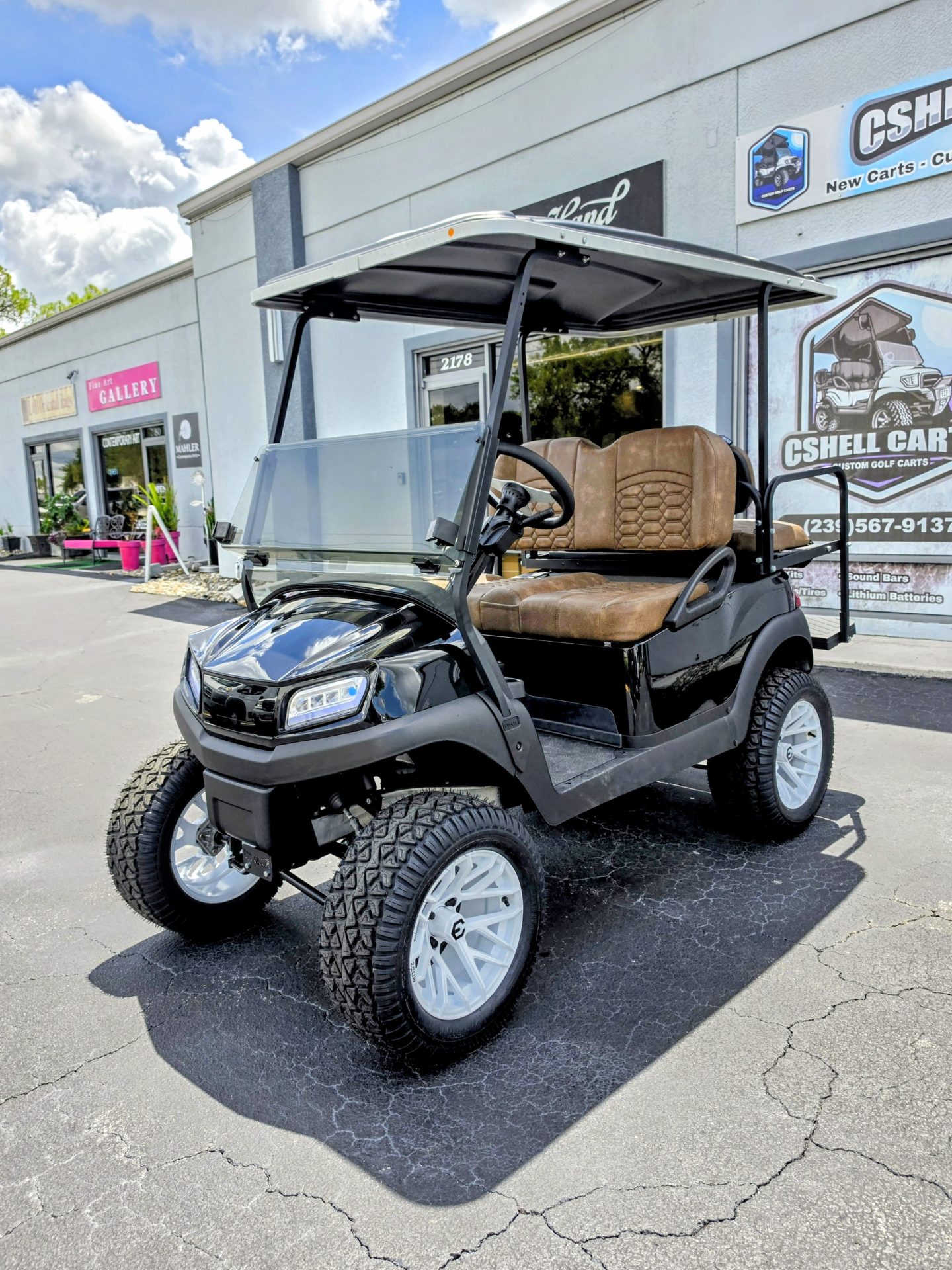 Club Car Tempo newly Refurbished Black with Modz Seats Brown