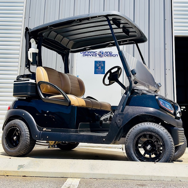 Club Car Tempo Golf Cart Black w/Camel Premium Seats