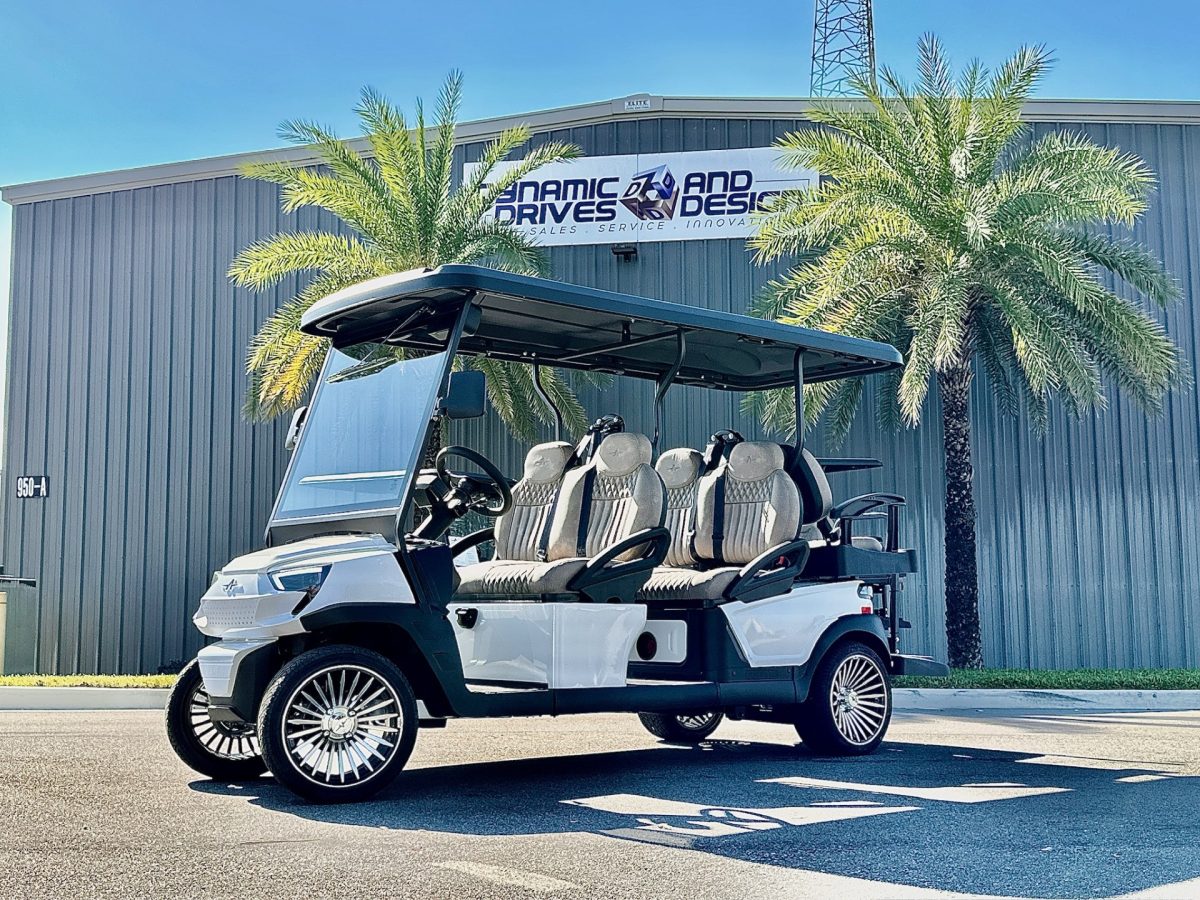2025 Atlas Carts 6 Passenger Low Speed Vehicle Pearl White w/Pebble