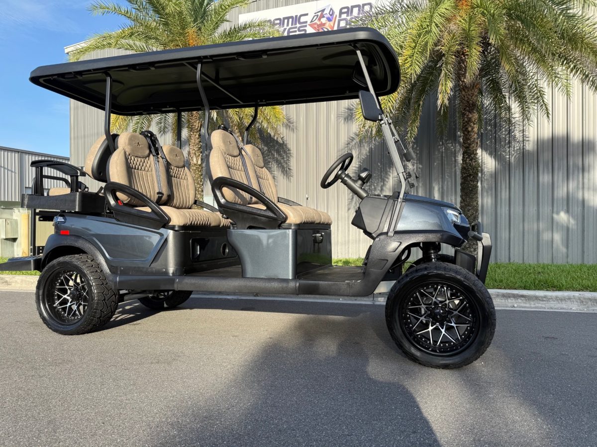 2025 Atlas Golf Cart 6 Passenger Charcoal Street Legal Lifted Lithium Loaded 15″ Wheels BT Premium Seats Pebble