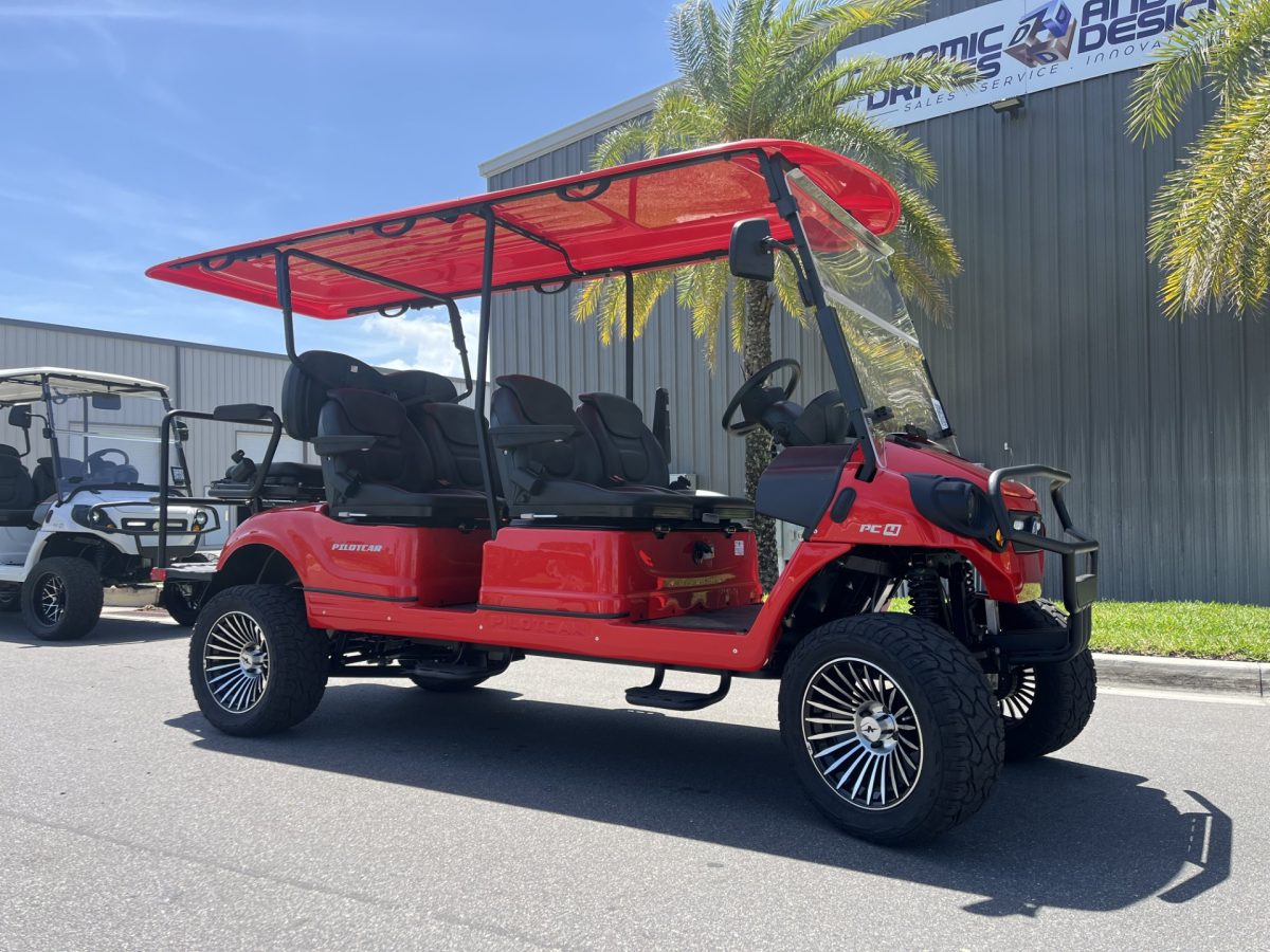 2025 6 Passenger Lithium Pilot Car EV Golf Cart Street Legal LSV Red w/Black