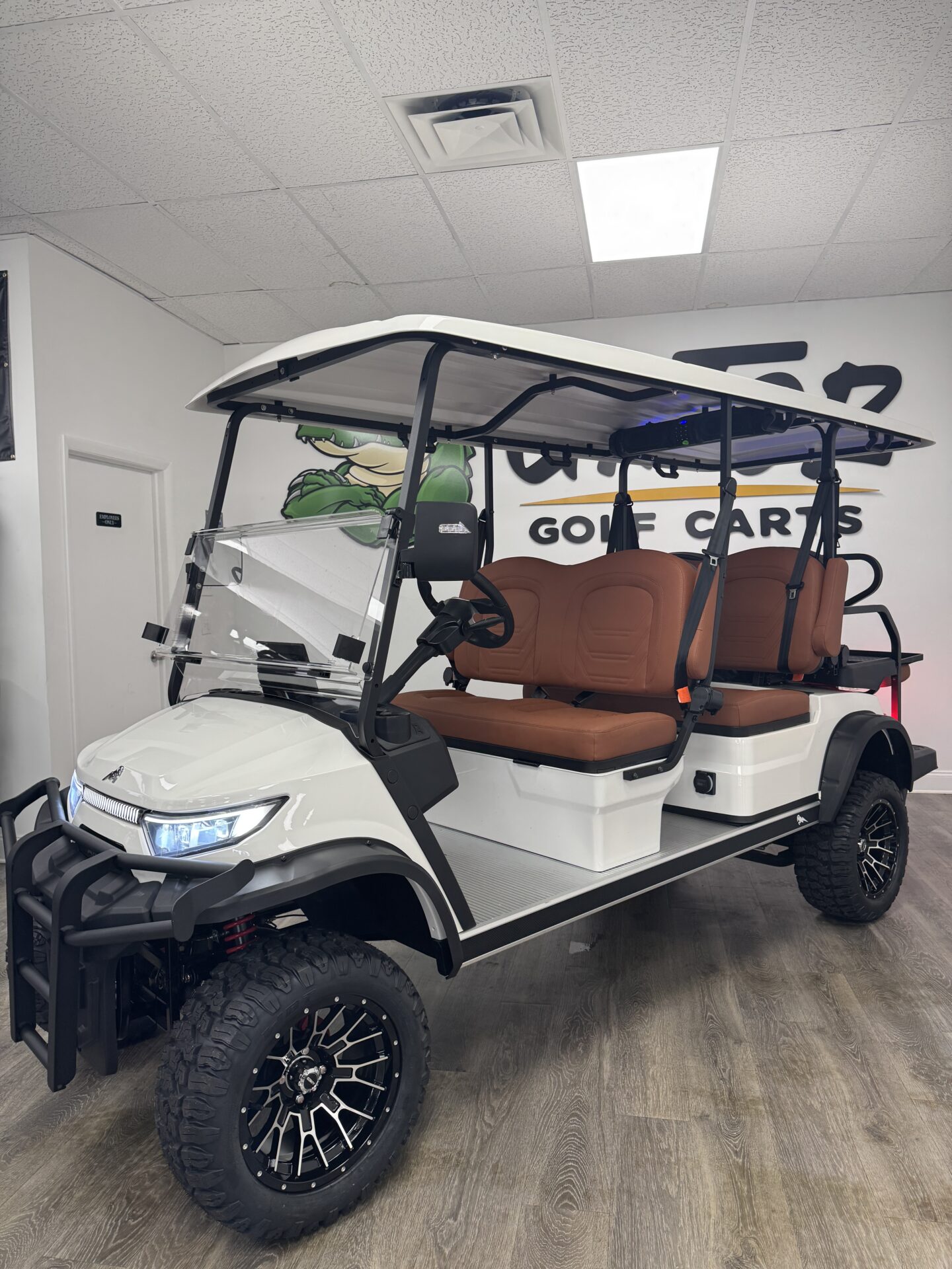 *NEW ARRIVAL!* ARIES EV 2026 C6XL ELECTRIC GOLF CART- WHITE WITH DARK TAN SEATS