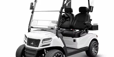 Two-seat golf cart in white color