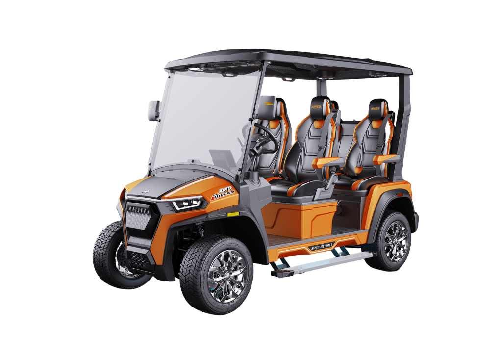 2026-Aries-EV-Signature-4-Forward-AWD-Orange-w-Black-Seats-4-Passenger-Forward-Facing-Golf-Cart