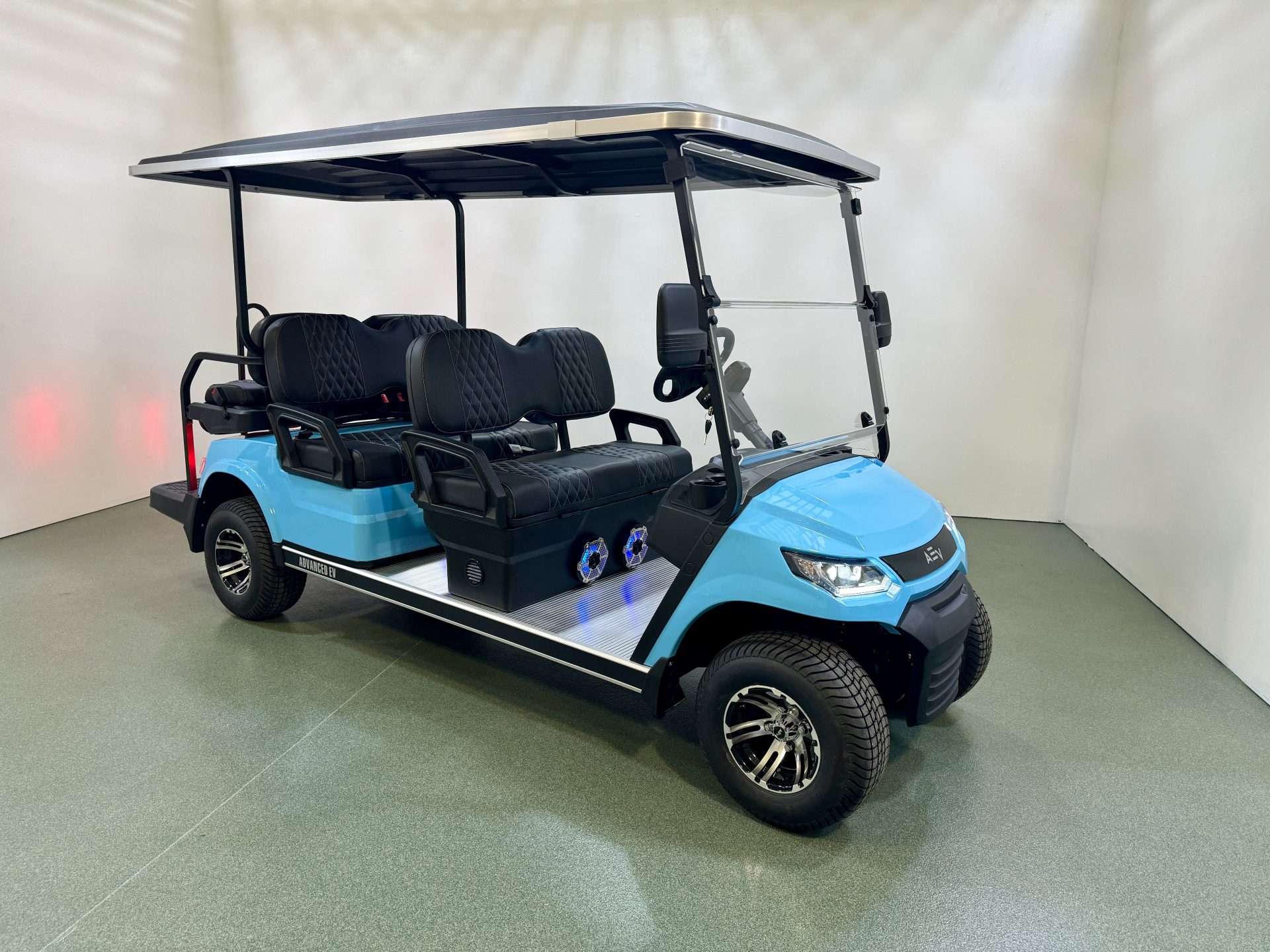 Advanced EV Advent Click Sky Blue 6 Passenger Custom Package Golf Cart (2)
